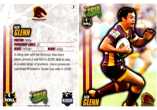 Card #  007 Alex Glenn NRL 2010 Champions
