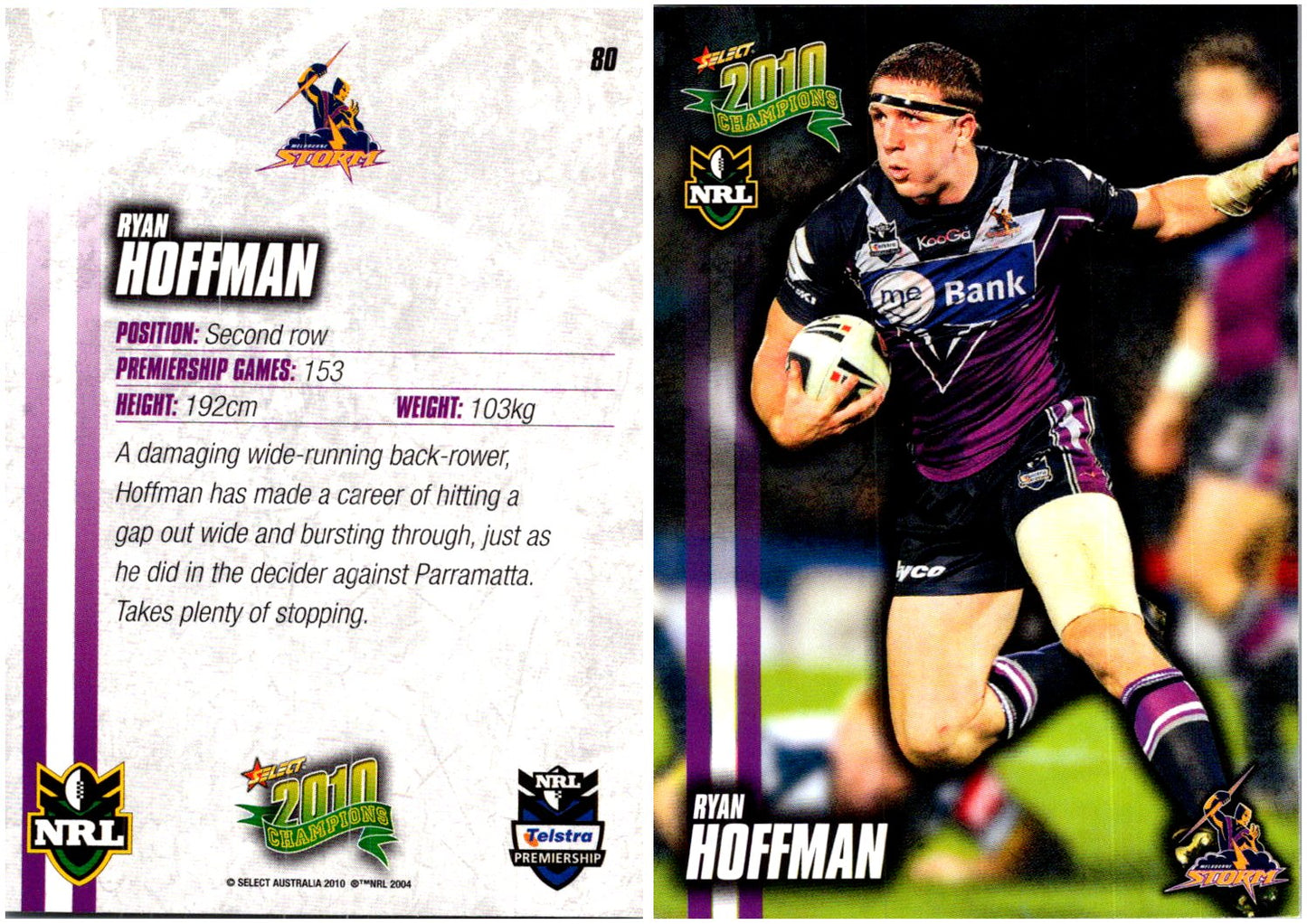 Card #  080 Ryan Hoffman NRL 2010 Champions