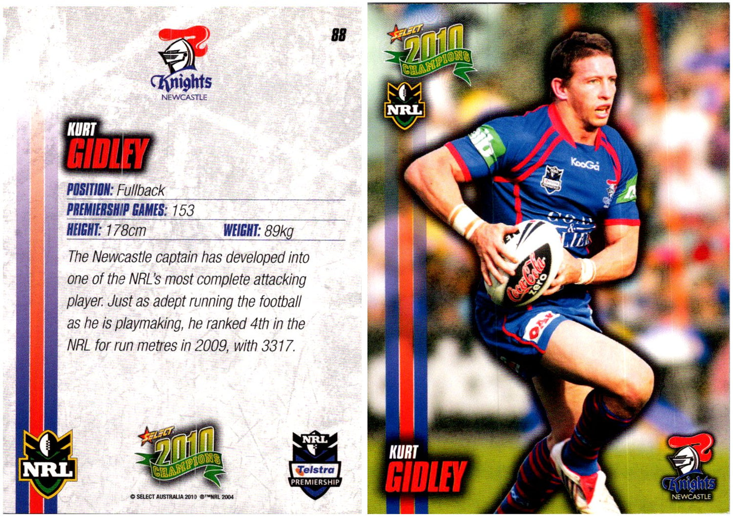 Card #  088 Kurt Gidley NRL 2010 Champions