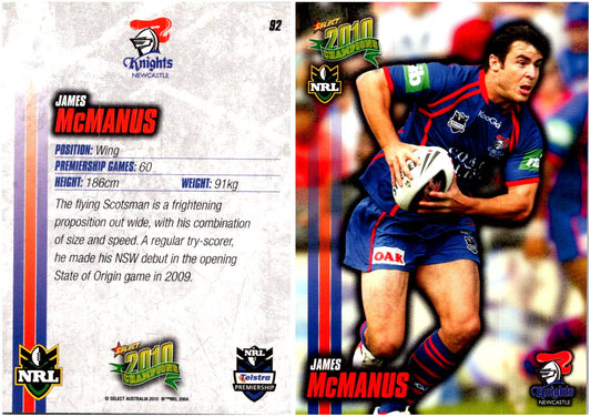 Card #  092 James McManus NRL 2010 Champions