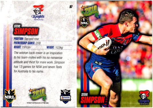 Card #  097 Steve Simpson NRL 2010 Champions
