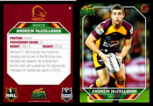 Card #  006 Andrew McCullough NRL 2011 Champions