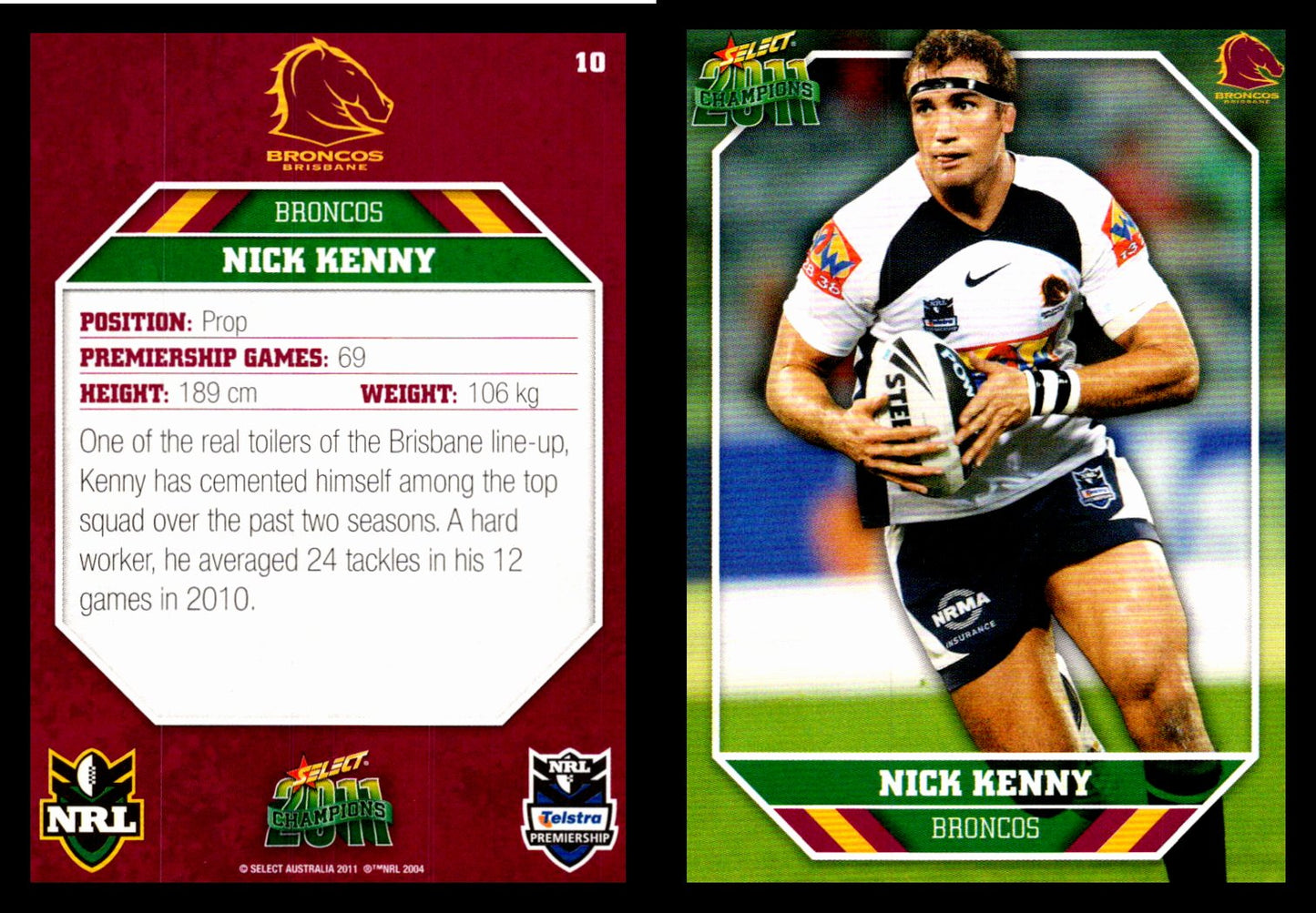 Card #  010 Nick Kenny NRL 2011 Champions