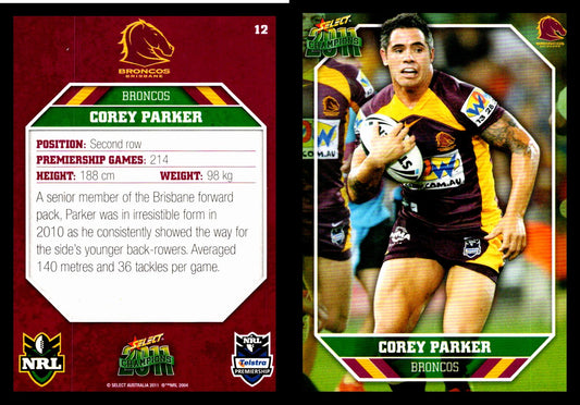 Card #  012 Corey Parker NRL 2011 Champions