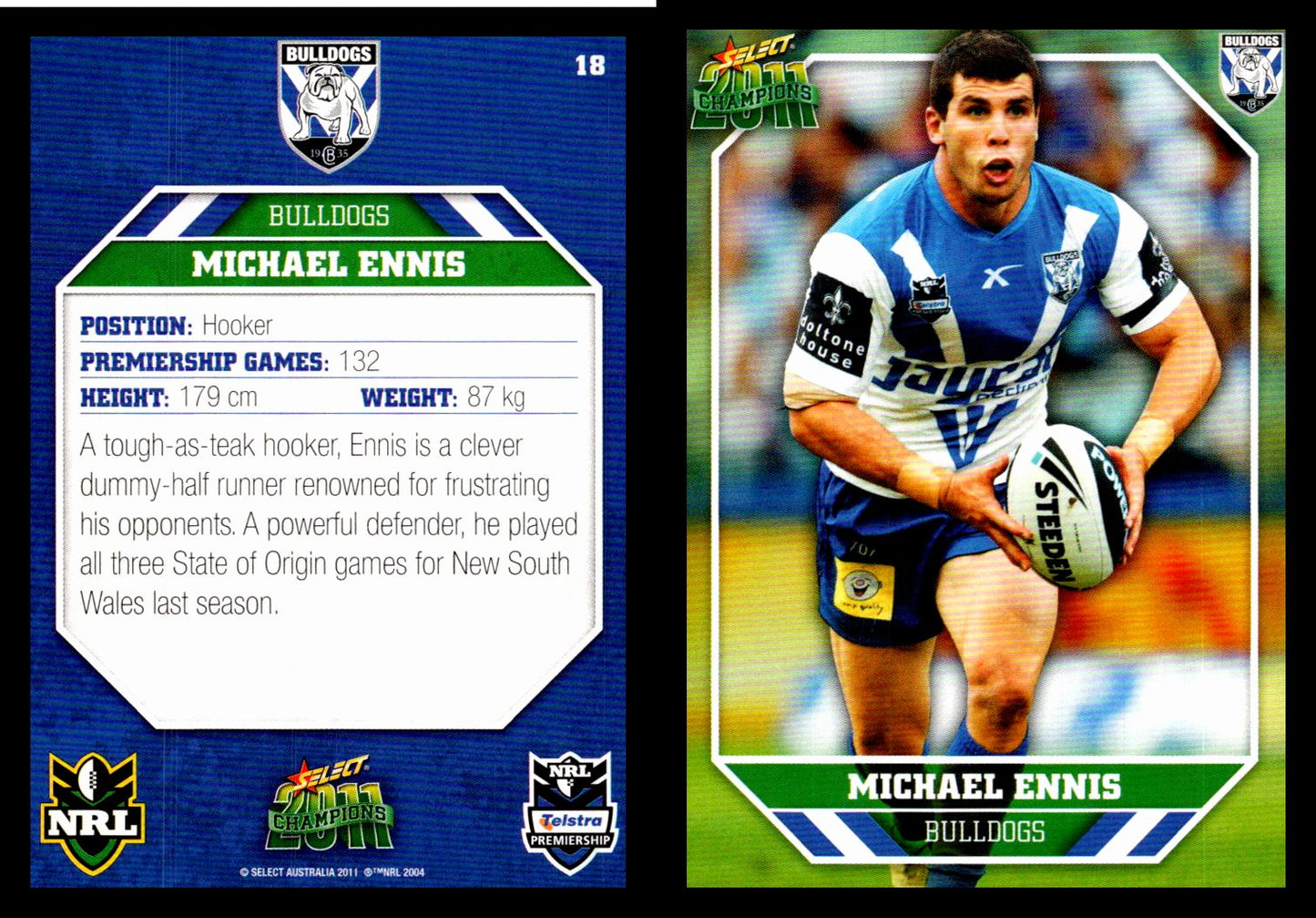 Card #  018 Michael Ennis NRL 2011 Champions
