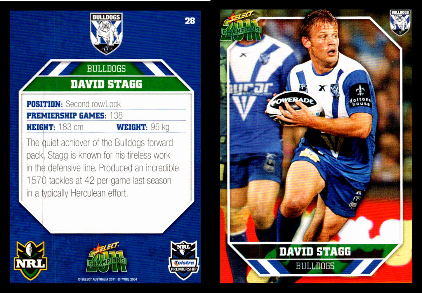 Card #  028 David Stagg NRL 2011 Champions