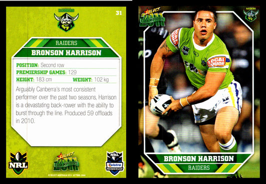 Card #  031 Bronson Harrison NRL 2011 Champions