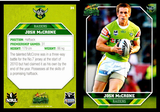 Card #  034 Josh McCrone NRL 2011 Champions