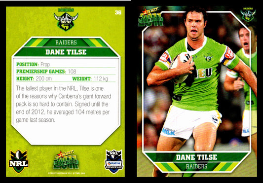 Card #  036 Dane Tilse NRL 2011 Champions