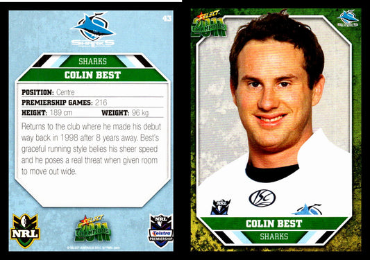 Card #  043 Colin Best NRL 2011 Champions