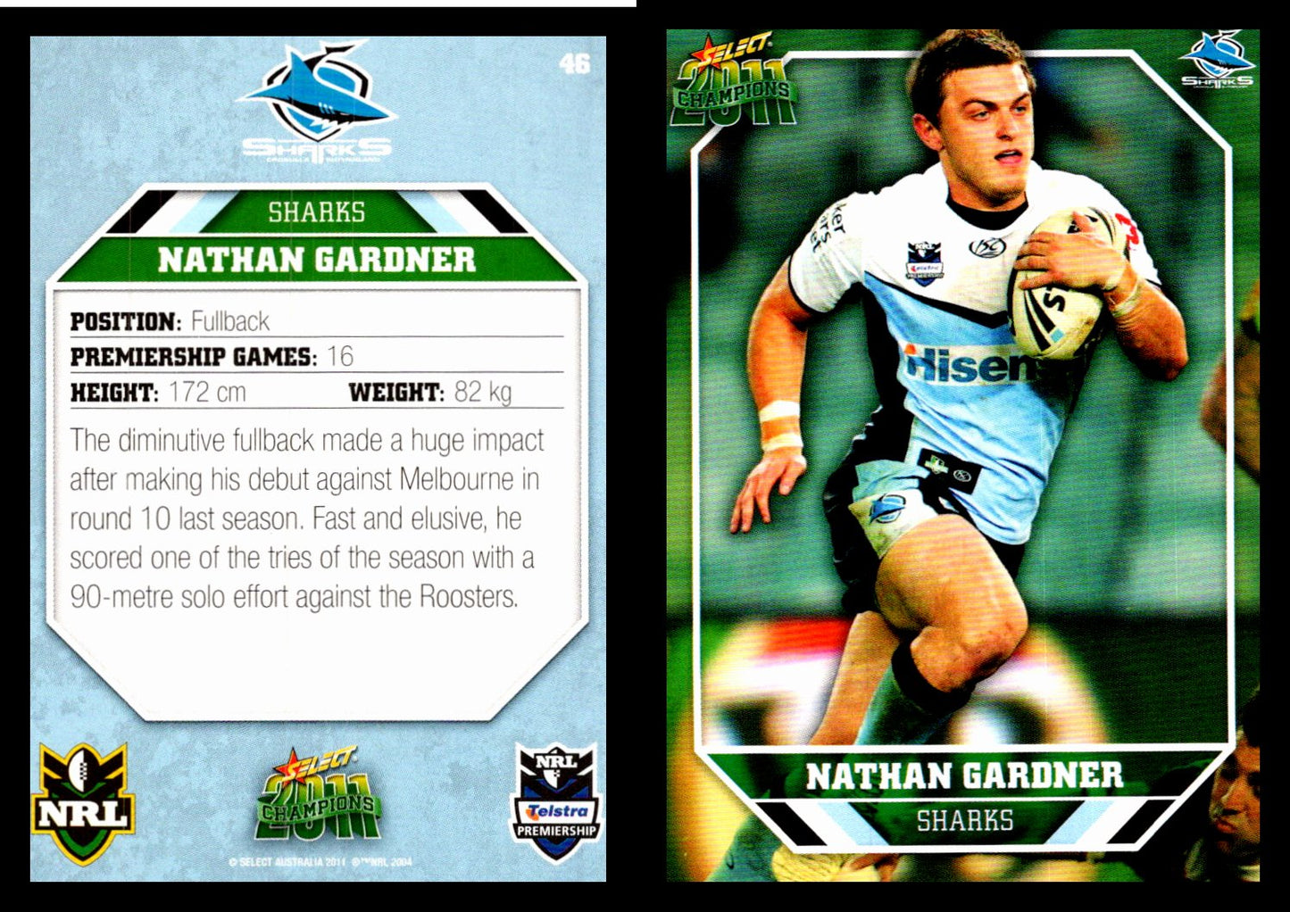 Card #  046 Nathan Gardner NRL 2011 Champions