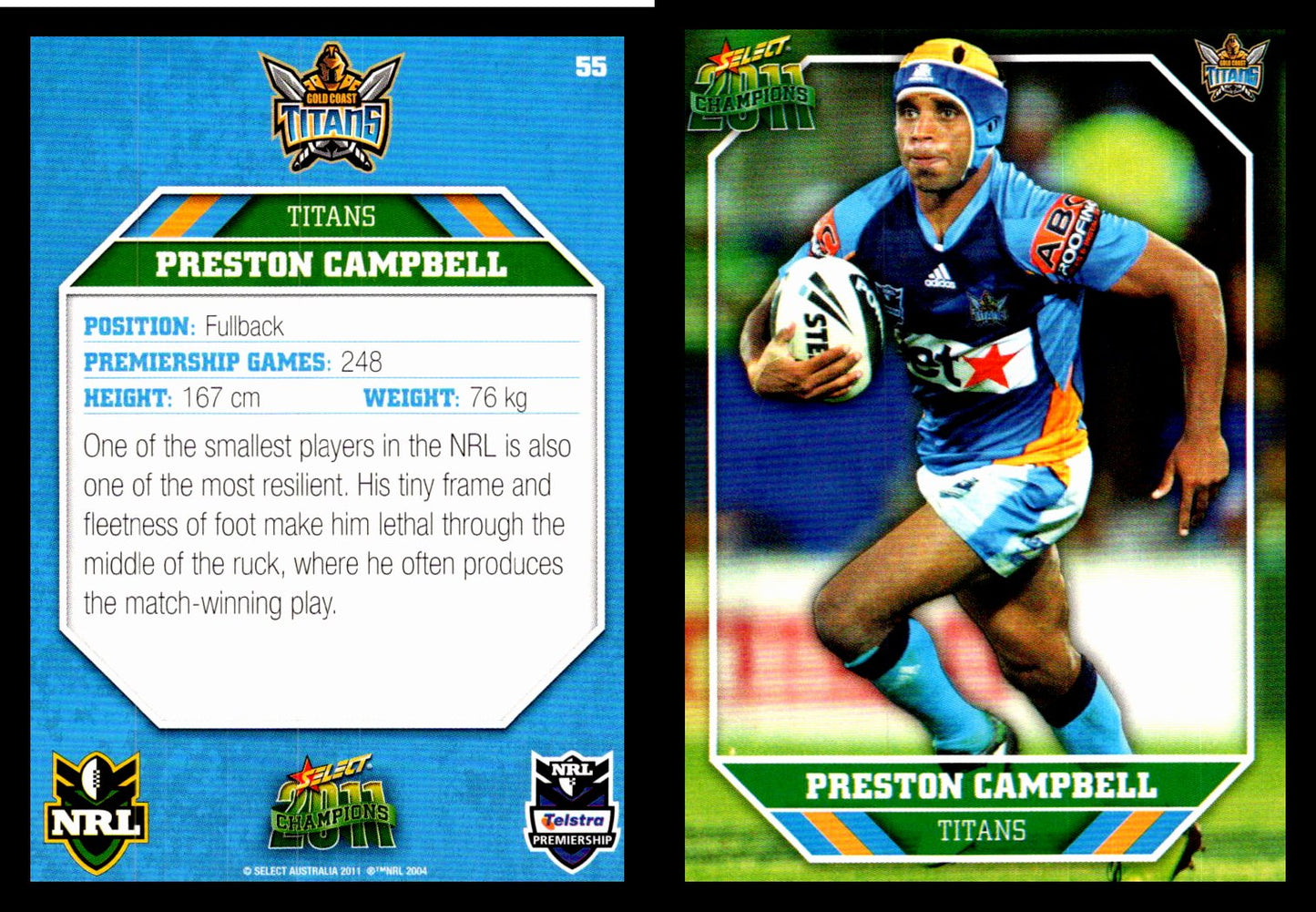 Card #  055 Preston Campbell NRL 2011 Champions