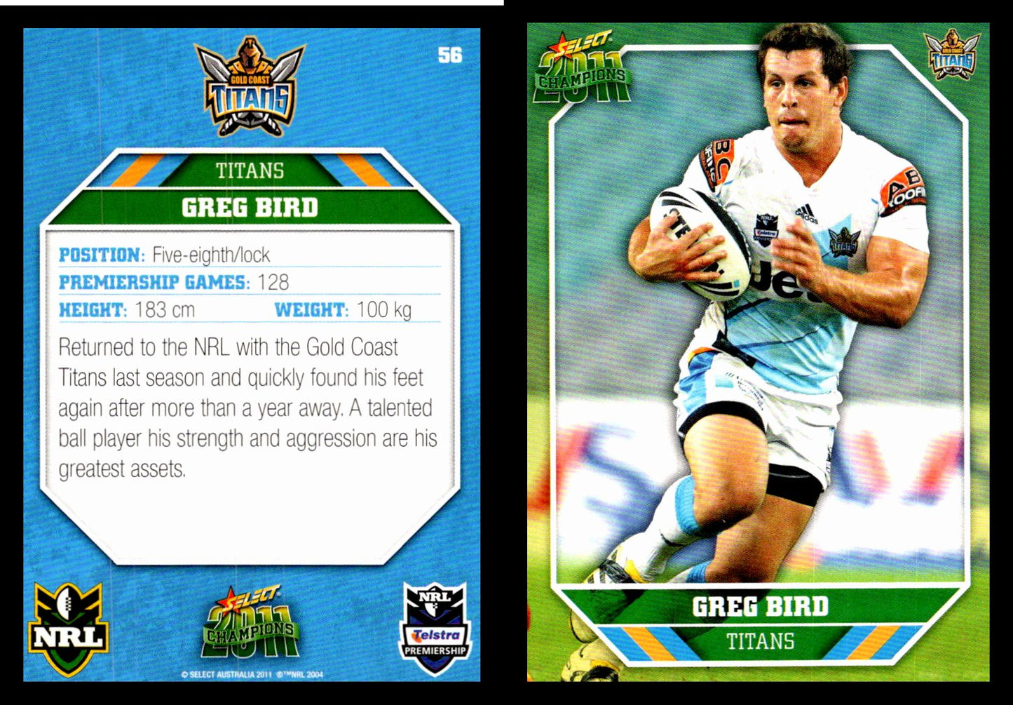 Card #  056 Greg Bird NRL 2011 Champions