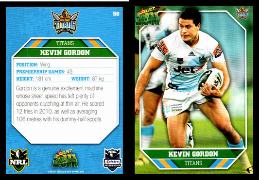 Card #  058 Kevin Gordon NRL 2011 Champions