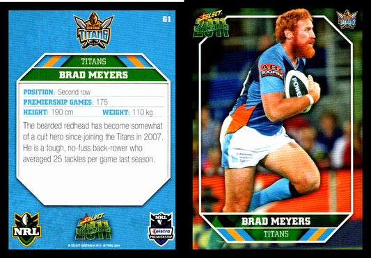 Card #  061 Brad Meyers NRL 2011 Champions