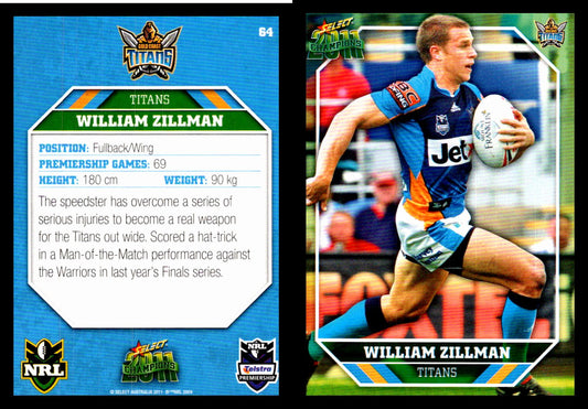 Card #  064 William Zillman NRL 2011 Champions
