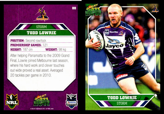 Card #  088 Todd Lowrie NRL 2011 Champions