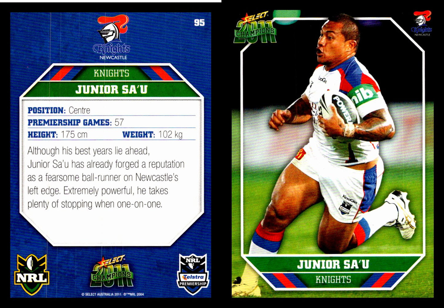 Card #  095 Junior Sau NRL 2011 Champions