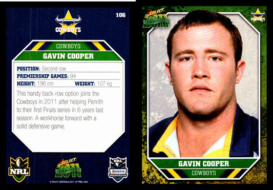 Card #  106 Gavin Cooper NRL 2011 Champions