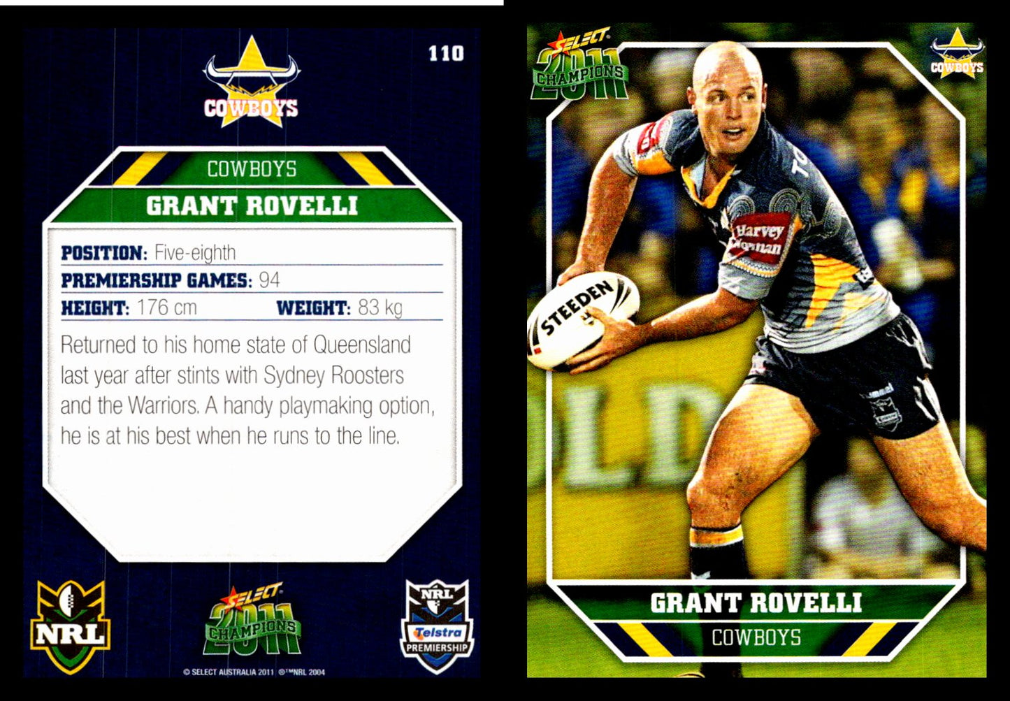 Card #  110 Grant Rovelli NRL 2011 Champions