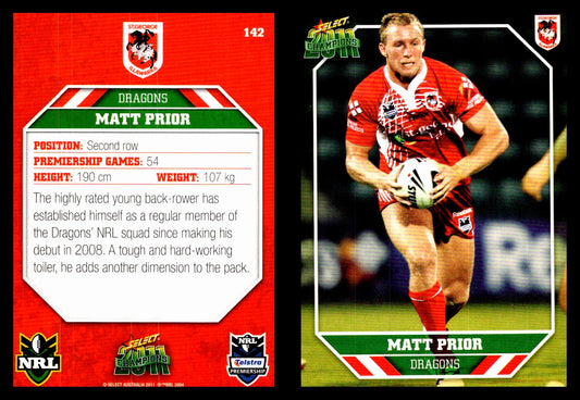 Card #  142 Matt Prior NRL 2011 Champions
