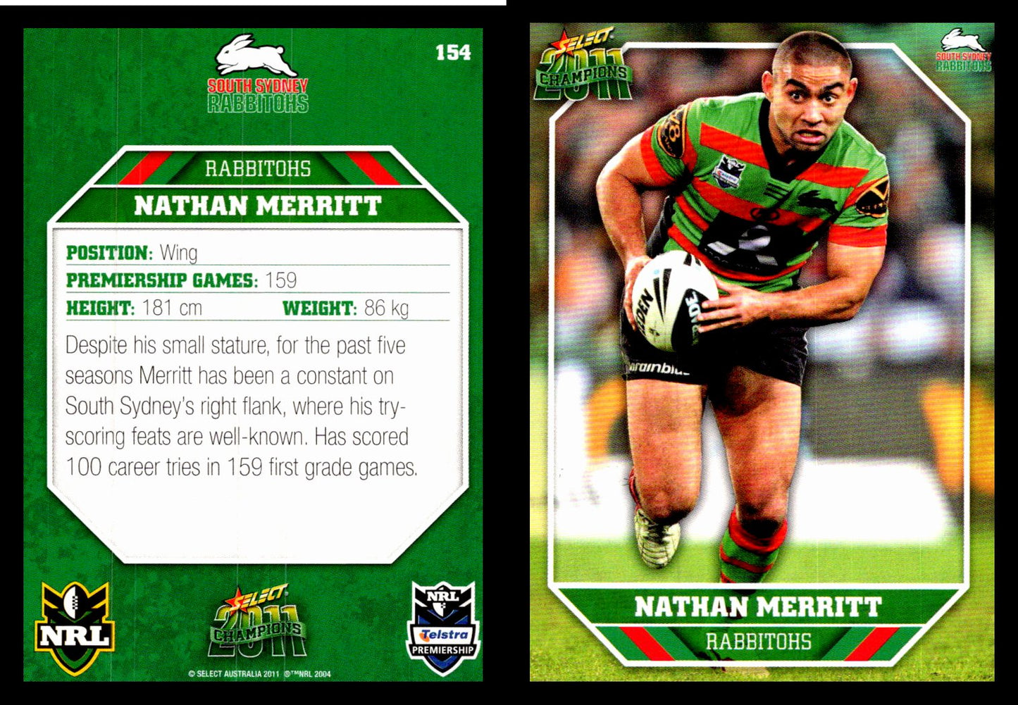 Card #  154 Nathan Merritt NRL 2011 Champions