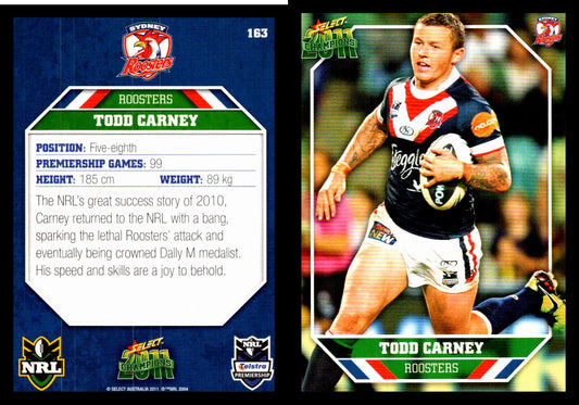 Card #  163 Todd Carney NRL 2011 Champions