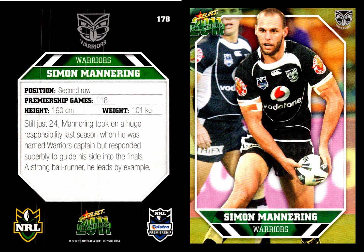 Card #  178 Simon Mannering NRL 2011 Champions