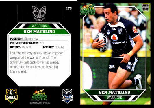 Card #  179 Ben Matulino NRL 2011 Champions