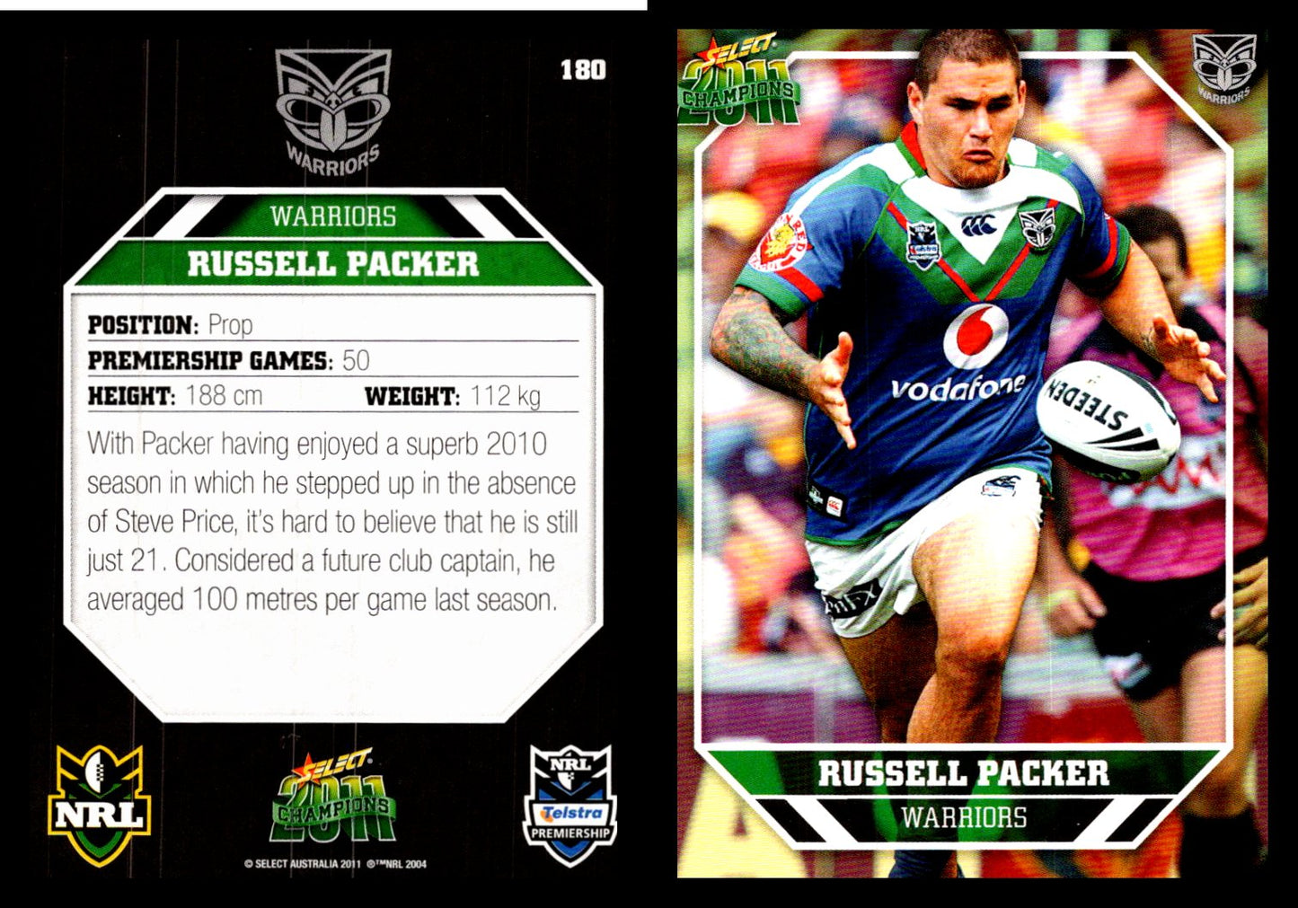 Card #  180 Russell Packer NRL 2011 Champions