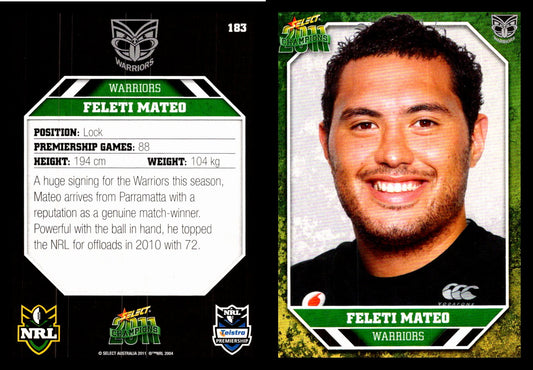 Card #  183 Feleti Mateo NRL 2011 Champions