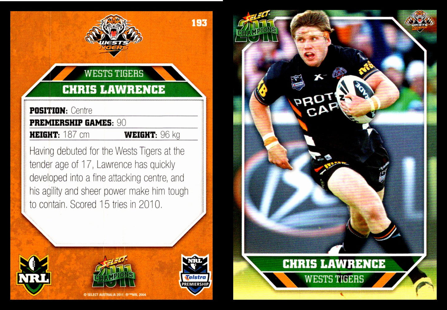 Card #  193 Chris Lawrence NRL 2011 Champions