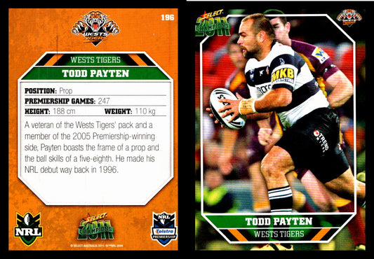 Card #  196 Todd Payten NRL 2011 Champions