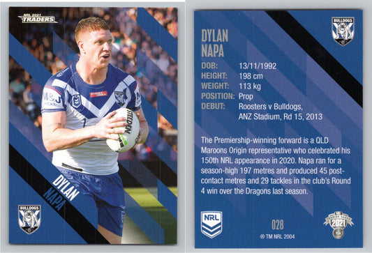 Card # 028 Dylan Napa NRL 2021 Traders Bulldogs