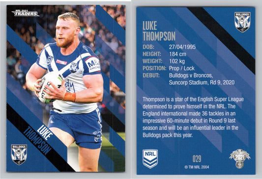 Card # 029 Luke Thompson NRL 2021 Traders Bulldogs