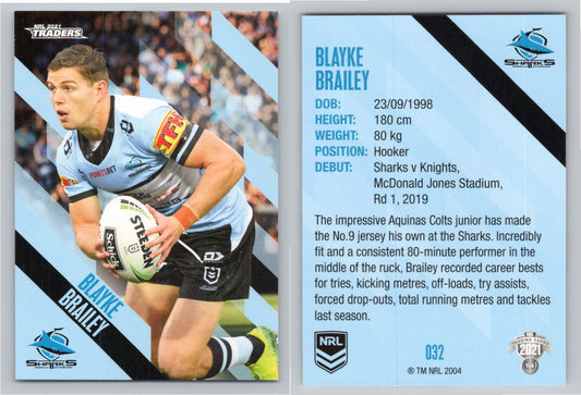 Card # 032 Blayke Brailey NRL 2021 Traders Sharks