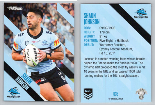 Card # 035 Shaun Johnson NRL 2021 Traders Sharks