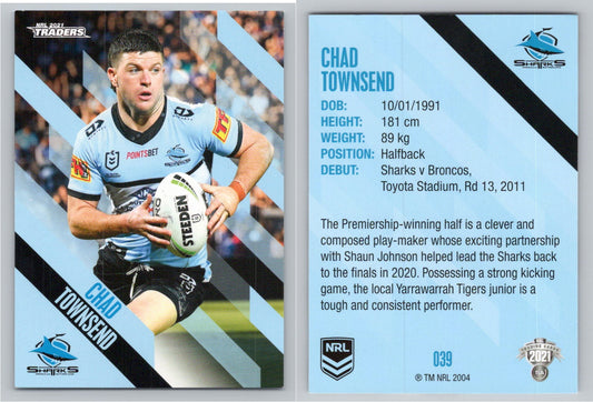 Card # 039 Chad Townsend NRL 2021 Traders Sharks