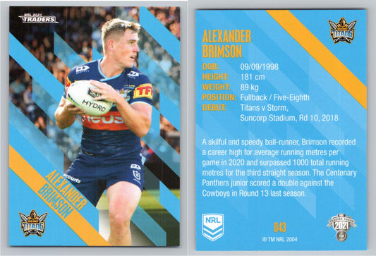 Card # 043 Alexander Brimson NRL 2021 Traders Titans