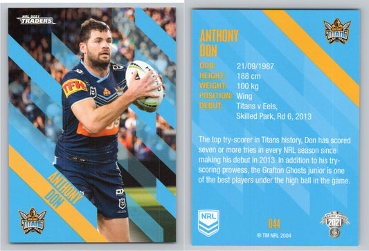 Card # 044 Anthony Don NRL 2021 Traders Titans