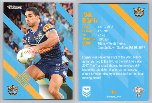 Card # 045 Jamal Fogarty NRL 2021 Traders Titans