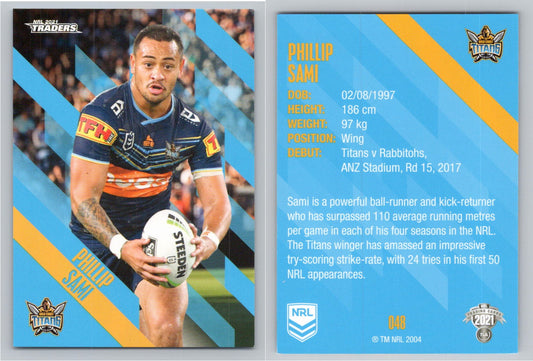 Card # 048 Phillip Sami NRL 2021 Traders Titans