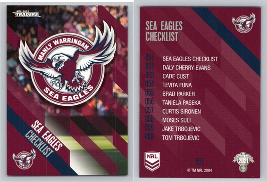 Card # 051 Sea Eagles Checklist NRL 2021 Traders Sea Eagles