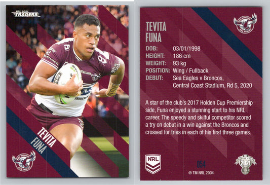 Card # 054 Tevita Funa NRL 2021 Traders Sea Eagles