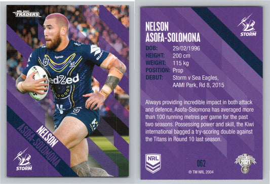 Card # 062 Nelson Asofa-Solomona NRL 2021 Traders Storm