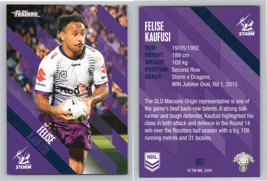 Card # 067 Felise Kaufusi NRL 2021 Traders Storm