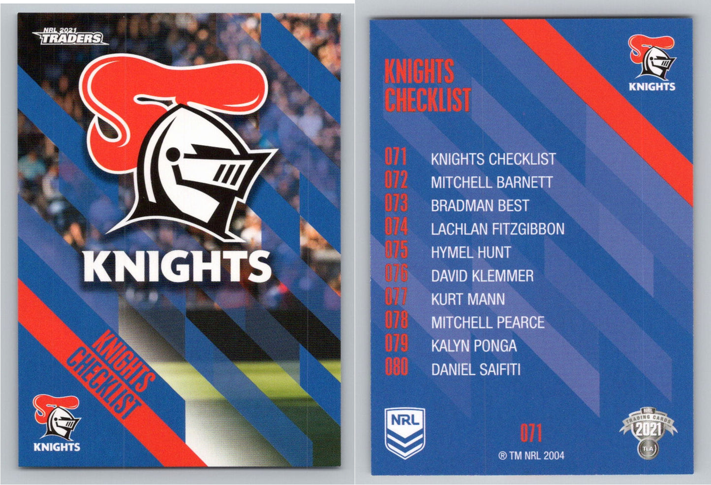 Card # 071 Knights Checklist NRL 2021 Traders Knights