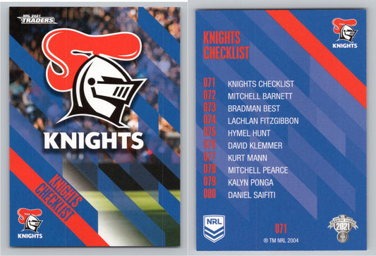 Card # 071 Knights Checklist NRL 2021 Traders Knights