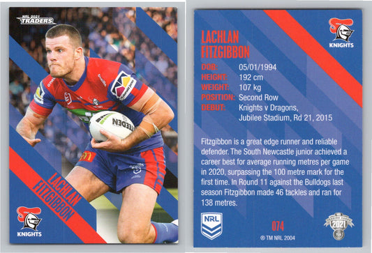 Card # 074 Lachlan Fitzgibbon NRL 2021 Traders Knights