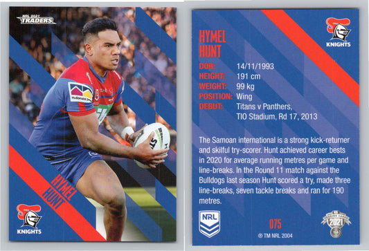 Card # 075 Hymel Hunt NRL 2021 Traders Knights